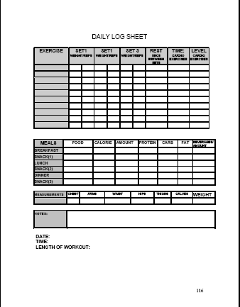 Food And Exercise Journal Template