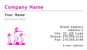 Image of business card template for aerobics instructors.