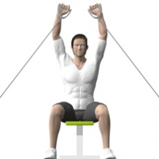 Illustration of good shoulder exercise using a cable machine.