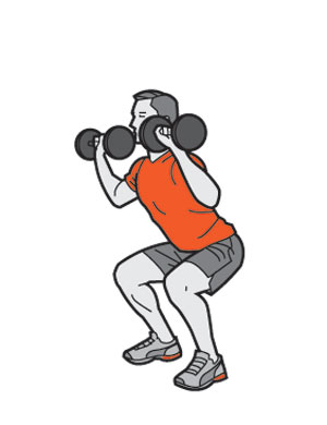 Illustration of leg workouts with dumbbell. 