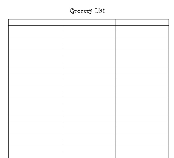 Grocery list template you can download and print.