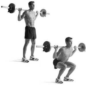 Picture of leg workouts with a barbell. 