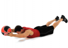 Picture of man doing medicine ball back exercise.