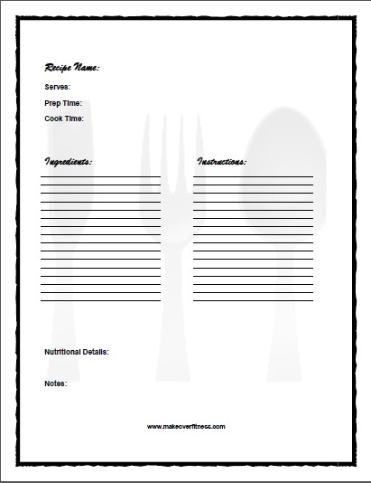 Printable recipe journal e-book. 