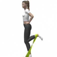 Illustration of leg exercises with resistance band. 
