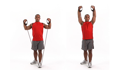 Image of resistance band workouts for men. 