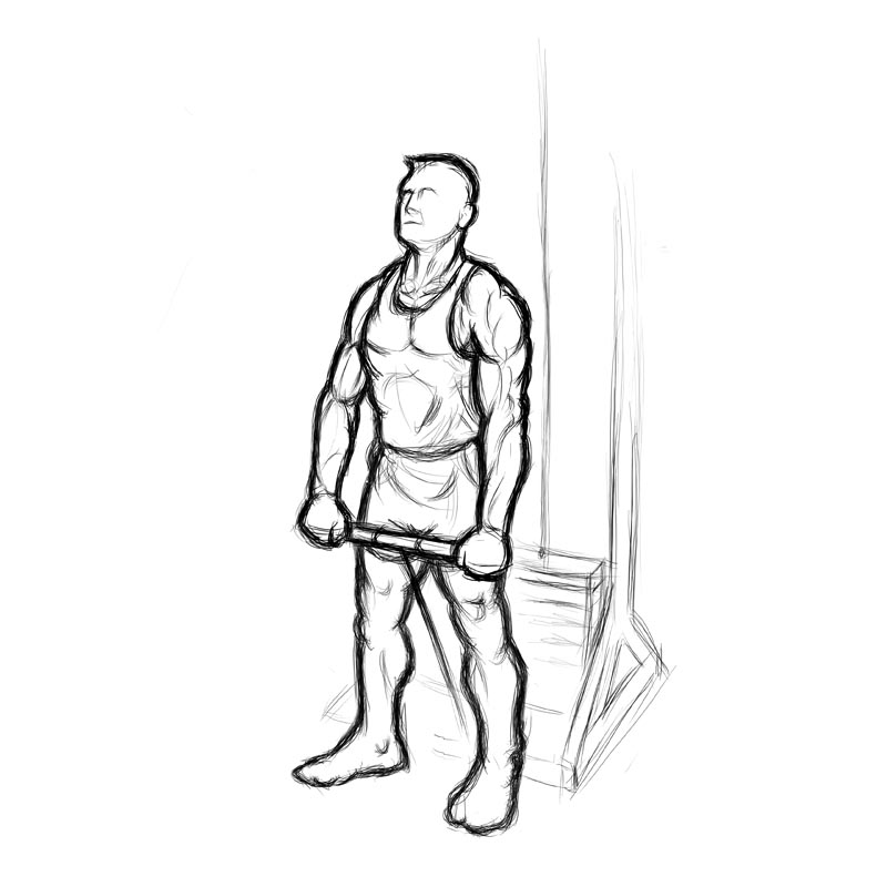 Illustration of man doing cable front raise