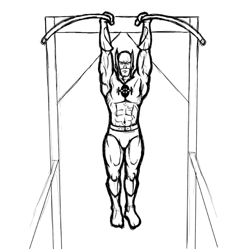 Illustration of hanging leg raises.