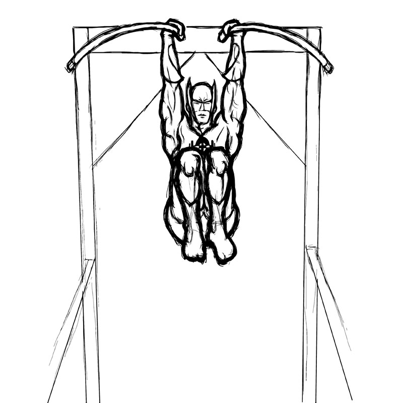 Illustration of hanging leg lifts. 