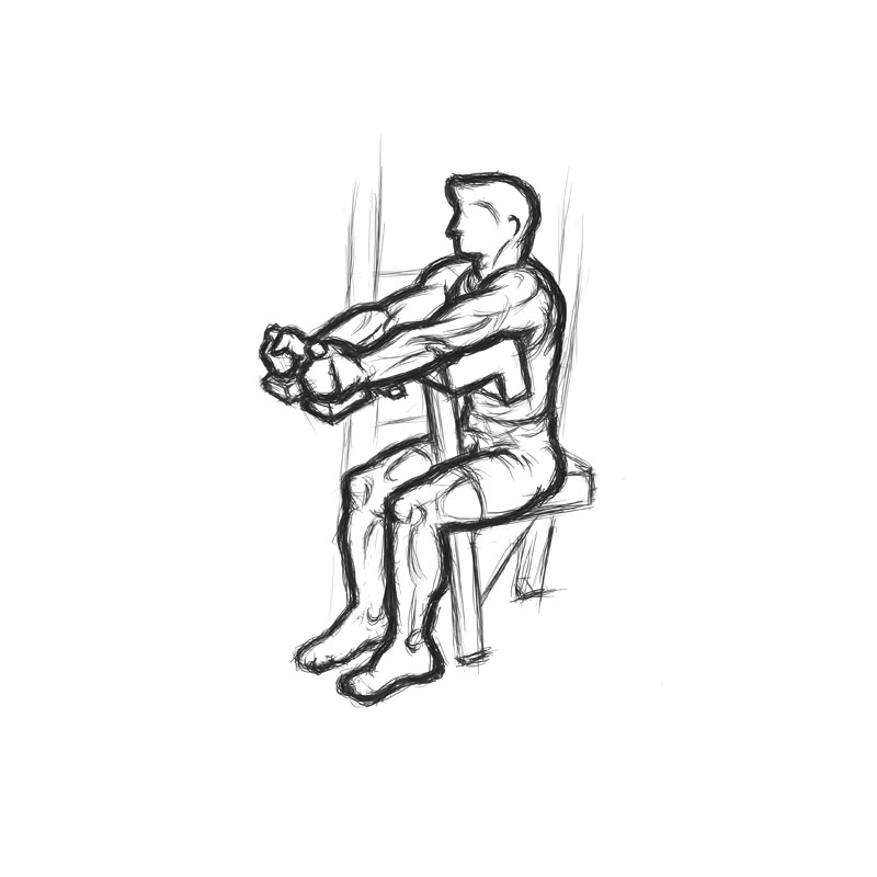 illustration of machine tricep extension finish position 