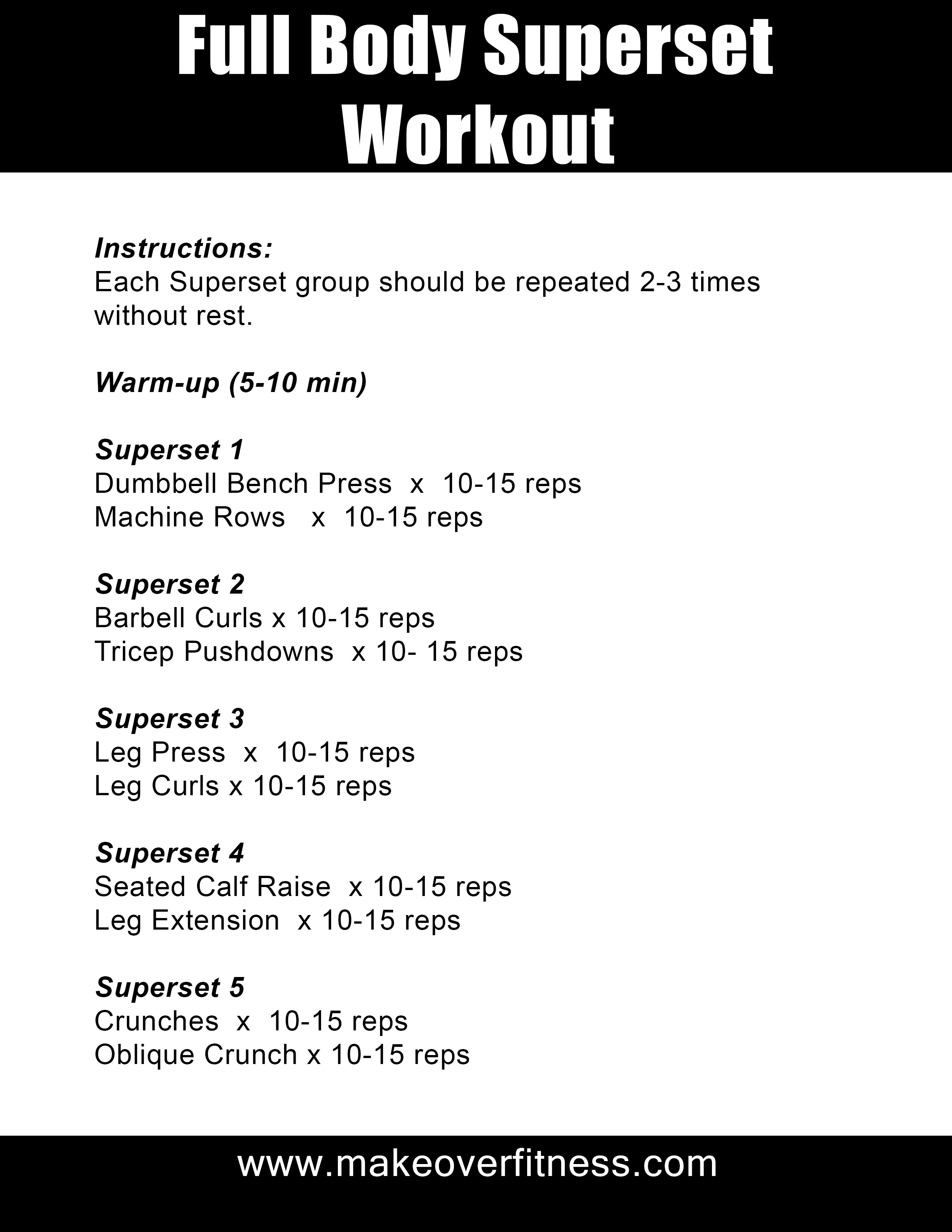 full body superset workout you can download and print.