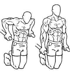 Illustration of male doing tricep exercises. 
